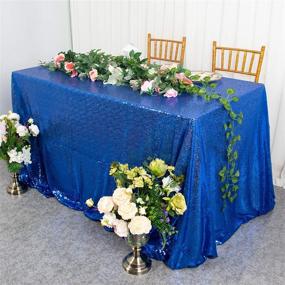 img 3 attached to Glittery Sequin Tablecloth in Royal Blue: Perfect for a Touch of Elegance