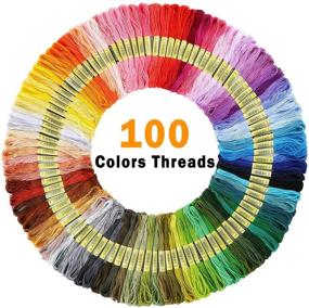 img 2 attached to 🧵 Caydo 244-Piece Embroidery Kit with 100 Thread Colors, 40 Sewing Pins, 3 Aida Cloth Pieces, Instructions, Embroidery Hoops, and Cross Stitch Tools - Ideal for Adult and Kid Beginners