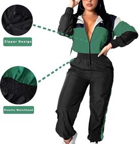 img 3 attached to 👗 High Waist Long Sleeve Zipper Front Women's Colorblock Jumpsuit with Windbreaker Pants