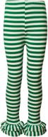 👧 girls' clothing - ipuang cotton ruffle stripe leggings logo