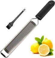 🍋 enhance your culinary skills with the versatile lemon zesters for kitchen - stainless steel cheese grater and zester tool with protective cover - available in black! logo