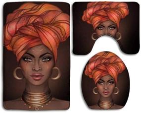 img 4 attached to 🛀 SARA NELL African American Pretty Girl Black Woman Bathroom Rug Sets – 3-Piece Bath Rugs for Bathroom, Washable U-Shaped Contour Rug, Mat and Lid Cover