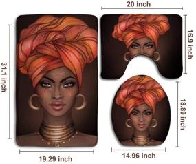 img 3 attached to 🛀 SARA NELL African American Pretty Girl Black Woman Bathroom Rug Sets – 3-Piece Bath Rugs for Bathroom, Washable U-Shaped Contour Rug, Mat and Lid Cover