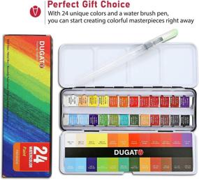 img 2 attached to 🎨 DUGATO Watercolor Paint Set: 24 Assorted Vibrant Solid Colors in Tin Box with Refillable Water Brush Pen – Perfect for Students, Kids, Beginners & Artists, Ideal for Watercolor Techniques