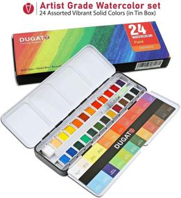 img 3 attached to 🎨 DUGATO Watercolor Paint Set: 24 Assorted Vibrant Solid Colors in Tin Box with Refillable Water Brush Pen – Perfect for Students, Kids, Beginners & Artists, Ideal for Watercolor Techniques