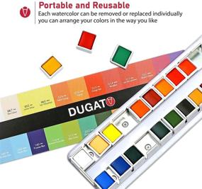 img 1 attached to 🎨 DUGATO Watercolor Paint Set: 24 Assorted Vibrant Solid Colors in Tin Box with Refillable Water Brush Pen – Perfect for Students, Kids, Beginners & Artists, Ideal for Watercolor Techniques