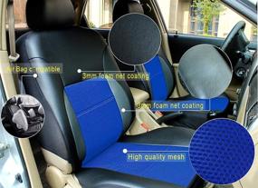 img 1 attached to 🚗 11-Piece Full Set Car Seat Covers - Premium Faux Leather Protectors for Automotive Front and Back Seats - Fits Most Car Truck Van SUV, Black & Blue