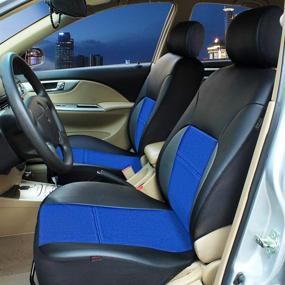 img 3 attached to 🚗 11-Piece Full Set Car Seat Covers - Premium Faux Leather Protectors for Automotive Front and Back Seats - Fits Most Car Truck Van SUV, Black & Blue