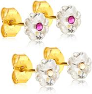 💎 small 6mm stud earrings for women & girls, swarovski flower crystals, 14k gold coated, hypoallergenic surgical stainless steel, colorful & cute ear studs, jewelry gifts by clecceli logo