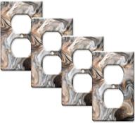 aionep - single toggle 4 pack light switch cover 🔲 with grey brown swirl marble/granite print; textured outlet cover wall plate logo