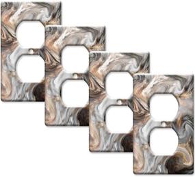 img 4 attached to Aionep - Single Toggle 4 Pack Light Switch Cover 🔲 with Grey Brown Swirl Marble/Granite Print; Textured Outlet Cover Wall Plate