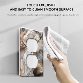 img 1 attached to Aionep - Single Toggle 4 Pack Light Switch Cover 🔲 with Grey Brown Swirl Marble/Granite Print; Textured Outlet Cover Wall Plate