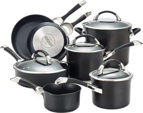 img 4 attached to 🍳 Circulon Symmetry Nonstick Cookware Set, 11-Piece, Black - Hard Anodized Pots and Pans