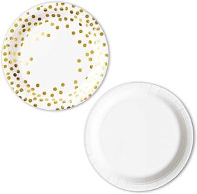 img 3 attached to 🥳 Premium Party Paper Plates, 50-Pack Disposable White and Gold Plates with Foil Polka Dots, 9-Inch for Classy Celebrations