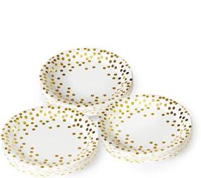 img 2 attached to 🥳 Premium Party Paper Plates, 50-Pack Disposable White and Gold Plates with Foil Polka Dots, 9-Inch for Classy Celebrations