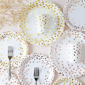 img 1 attached to 🥳 Premium Party Paper Plates, 50-Pack Disposable White and Gold Plates with Foil Polka Dots, 9-Inch for Classy Celebrations