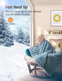 img 3 attached to 🔌 Wchiuoe Electric Heated Throw Blanket - 50"x60" with 10 Heating Levels & 9H Timer, LED Controller, Flannel Heating Blanket for Bedroom/Office, Machine Washable