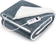 🔌 wchiuoe electric heated throw blanket - 50"x60" with 10 heating levels & 9h timer, led controller, flannel heating blanket for bedroom/office, machine washable logo