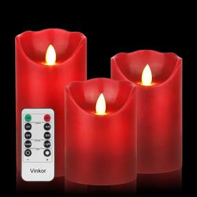 img 3 attached to 🕯️ Vinkor Flameless Candles: Decorative Real Wax Pillar with Flickering LED Flame & 10-Key Remote Control - 2/4/6/8 Hours Timer (Burgundy 4" 5" 6")