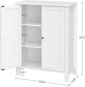 img 3 attached to VASAGLE White Bathroom Floor Storage Cabinet, Double Door with Adjustable Shelf, 23.6 x 11.8 x 31.5 Inches - UBCB60W