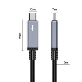 img 1 attached to ⚡️ Быстровоное кабель Thunderbolt 3 (USB C) длиной 6.6фт - 40 Гбит/с, передача питания до 100 Вт, разрешение 5K@60 Гц, мужской разъём к мужскому разъёму, для Thunderbolt 3 хаба, адаптера, eGpu - 20В/5А.