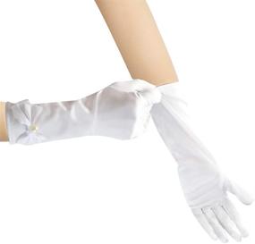 img 1 attached to 👸 Yolyoo Girls Princess Gloves: Elegant White Satin Dress Up Gloves for Birthday, Wedding, Costume Party