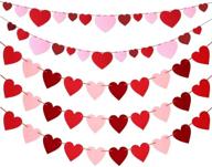 🌹 5-string felt heart garland banner for mothers day decor - red, rose red & light pink логотип