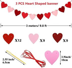 img 1 attached to 🌹 5-String Felt Heart Garland Banner for Mothers Day Decor - Red, Rose Red & Light Pink