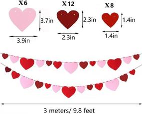 img 2 attached to 🌹 5-String Felt Heart Garland Banner for Mothers Day Decor - Red, Rose Red & Light Pink