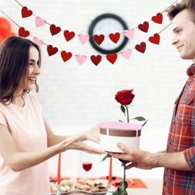 img 3 attached to 🌹 5-String Felt Heart Garland Banner for Mothers Day Decor - Red, Rose Red & Light Pink