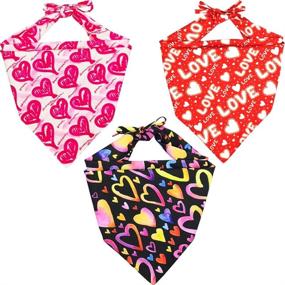 img 4 attached to Lamphyface Valentines Bandana Triangle Accessories