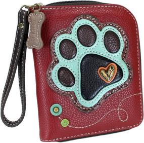 img 3 attached to 🐾 Chala Teal Paw Print Zip-Around Wristlet Wallet - Perfect Gift for Dog Moms