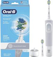 oral-b vitality floss action rechargeable power toothbrush in blue and white logo