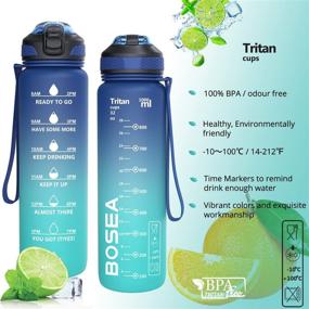 img 2 attached to 💧 BOSEA 32oz Motivational Water Bottle: Stay Hydrated with Time Marker, Straw Lid, and Leakproof Design - BPA Free, Spill-proof - Ideal for Fitness - Blue Green