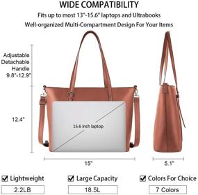 img 2 attached to 👜 Stylish and Functional Women's Laptop Bag: Lightweight Leather Work Tote for 15.6 Inch Laptop, Waterproof &amp; Professional Briefcase Handbag perfect for Office, School, and Business - Coffee