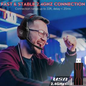 img 3 attached to 🎧 HUHD Wireless Gaming Headset Headphones - USB Gaming Headsets for PS5, PS4, PC, Nintendo Switch - Removable Microphone, Ultra-Low Latency, Virtual 7.1 Surround Sound, Over Ear Soft Earmuffs