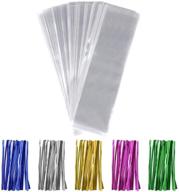 🎁 300pcs 3x11" clear plastic cellophane wrappers with twist ties - perfect for gifts & party favors! logo