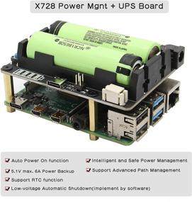 img 3 attached to 💡 Geekworm Raspberry Pi UPS X728 V2.0: Плата управления питанием с обнаружением потери переменного тока, автоматической включением и безопасной функцией выключения для Raspberry Pi 4B/3B+/3B