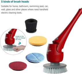 img 1 attached to 🧼 ELICTO ES-100 Cordless Electric Scrubber - Multi-Purpose Bathroom Scrubber with Power Spin - All Surface Cleaning - Innovative Patent Design - Includes 5 Replaceable Heads
