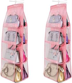 img 4 attached to 👝 Hanging Purse Handbag Organizer, 2 Pack with 8 Pockets, Space Saving Closet Storage Bag - Red, 46" L x 13.8" W