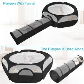 img 3 attached to 🐹 Zhilishu Small Animal Playpen: Portable Guinea Pig, Bunny, Rabbit & Hamster Playpen with Double Zippered Cover - Indoor/Outdoor Fun & Connect Tunnel