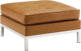 img 3 attached to 🛋️ Stylish and Versatile: Modway Loft Tufted Button Faux Leather Square Ottoman in Silver Tan