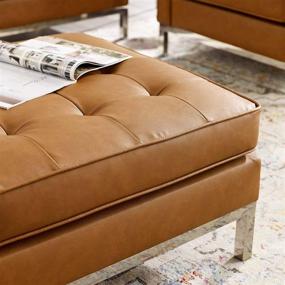 img 1 attached to 🛋️ Stylish and Versatile: Modway Loft Tufted Button Faux Leather Square Ottoman in Silver Tan