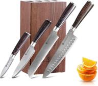 🔪 jaco master knife block set of 5 - aus10 series - premium damascus blade - professional kitchen cutlery with case logo