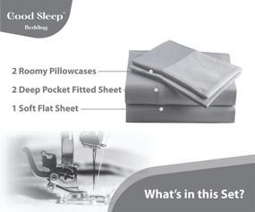 img 3 attached to 🛏️ Luxurious Split King Sheets: 1000 Thread Count Egyptian Cotton, Sateen Weave, Adjustable Bed Sheet Set - Soft & Breathable, 5 Piece Set, Fits Upto 16" Deep Pockets (Light Gray)