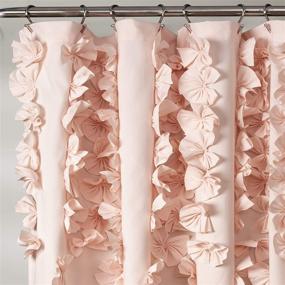 img 2 attached to 🛁 Lush Decor, Blush Riley Shower Curtain - Shabby Chic Farmhouse Style, Textured Fabric with Bow Tie Detail, Ideal for Bathroom, x 72