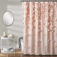 🛁 lush decor, blush riley shower curtain - shabby chic farmhouse style, textured fabric with bow tie detail, ideal for bathroom, x 72 logo
