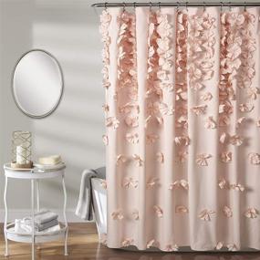 img 4 attached to 🛁 Lush Decor, Blush Riley Shower Curtain - Shabby Chic Farmhouse Style, Textured Fabric with Bow Tie Detail, Ideal for Bathroom, x 72