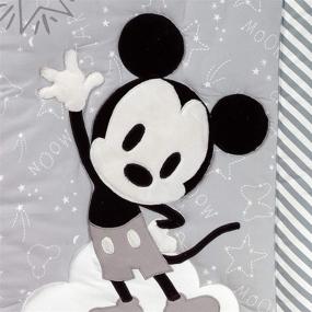 img 1 attached to 🐭 Набор постельного белья для детской кроватки Lambs & Ivy Mickey Mouse из 4 предметов в сером цвете: уютное и очаровательное убранство детской комнаты