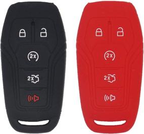 img 4 attached to LemSa 2Pcs Rubber Silicone Key Fob Cover Remote Keyless Protector Bag Holder For Ford F-150 F-450 Fusion Explorer Lincoln Fusion MKZ Mustang MKC Black/Red